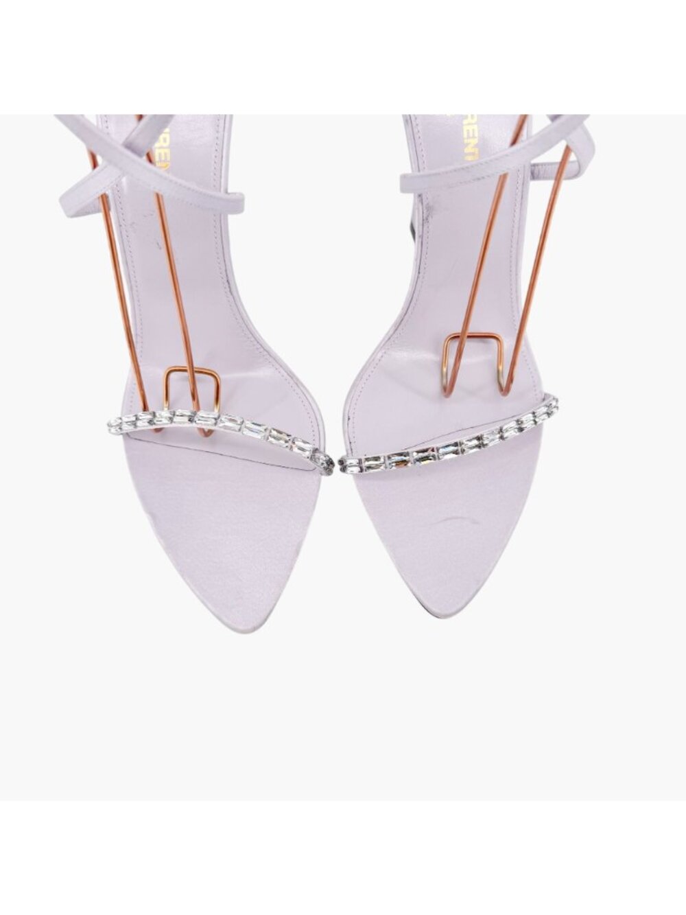 Saint Laurent Gippy Crystal Sandals EU 39.5 US 9.5 Lilac Purple Satin High Heels - Picture 3 of 13